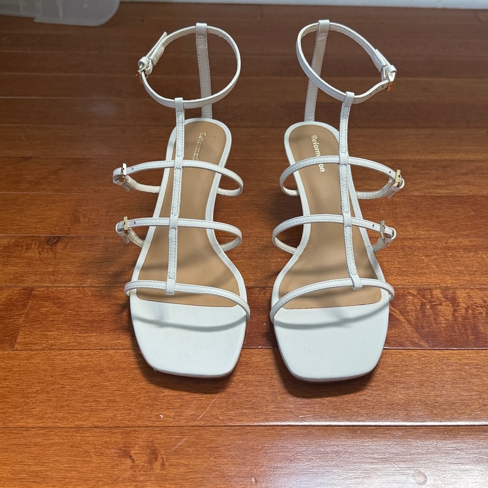 Reformation White Strappy Sandals